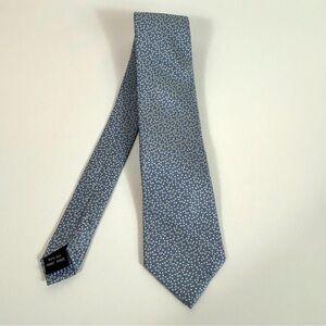 Duchamp London Silk Blue and Silver Polka Dot Tie